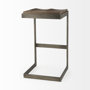 69173 - Kiran 17L x 17W x 30H Medium Brown Wood W/ Antique Nickel Finished Metal Frame Bar Stool