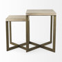 69179 - Faye (Set of 2) 19L x 19W x 26H Beige Finished Wood W/ Gold Metal Base Accent Tables