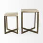 69179 - Faye (Set of 2) 19L x 19W x 26H Beige Finished Wood W/ Gold Metal Base Accent Tables