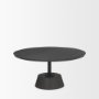 69202 - Maxwell 34" Dark Brown Wood W/ Black Metal Pedestal Base Round Coffee Table