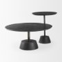 69204 - Maxwell 20" Round Dark Brown Wood w/ Black Metal Pedestal Side Table