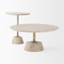 69205 - Maxwell 20" Round Light Brown Wood w/ Gold Metal Pedestal Side Table
