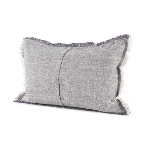 69416 - Thais 13x21 Gray Fabric Fringed Decorative Pillow Cover