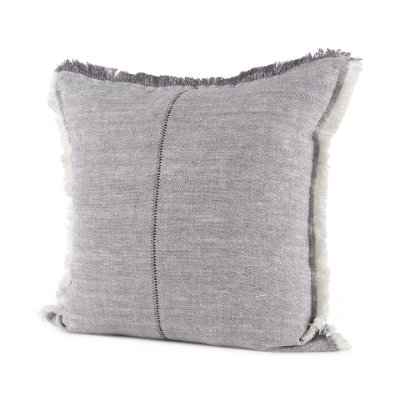 69417 - Thais 20x20 Blue and Cream Fringed Pillow Cover