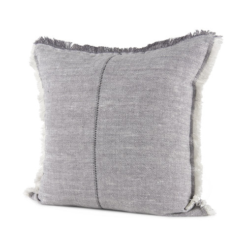 69417 - Thais 20x20 Blue and Cream Fringed Pillow Cover