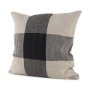69421 - Raquel 18L x 18W Beige and Black Fabric Plaid Decorative Pillow Cover