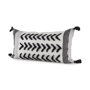 69438 - Kimia 14x26 White/Black Fabric Herringbone w/Fringed Pillow Cover 