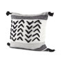 69439 - Kimia 20x20 White/Black Fabric Herringbone w/Fringed Pillow Cover