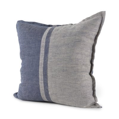 69441 - Aubrielle 20L x 20W Gray and Blue Fabric Color Blocked Pillow Cover 