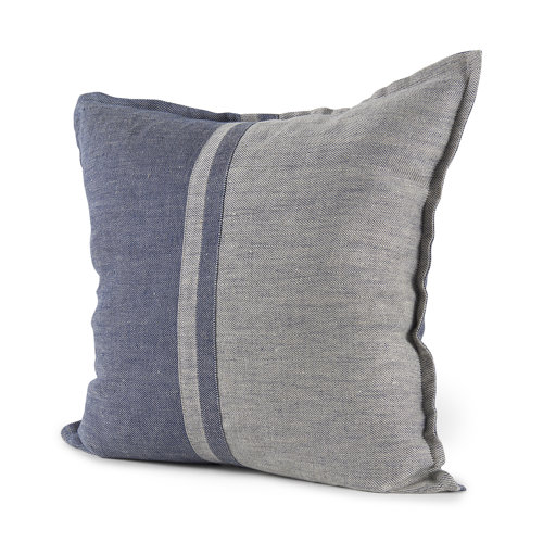69441 - Aubrielle 20L x 20W Gray and Blue Fabric Color Blocked Pillow Cover 