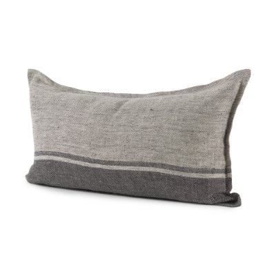 69442 - Zadie 14x26 Light Gray and Dark Gray Fabric Color Blocked Pillow Cover 