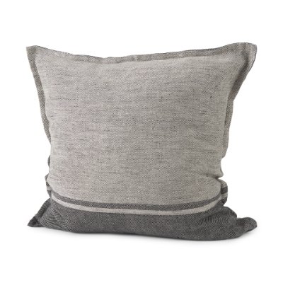 69443 - Zadie 20x20 Light Gray and Dark Gray Fabric Color Blocked Pillow Cover