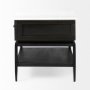 69237 - Divina Black-Brown Wood w/ White Marble Top and Black Metal Base 1 Drawer Side Table
