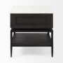 69237 - Divina Black-Brown Wood w/ White Marble Top and Black Metal Base 1 Drawer Side Table