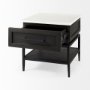 69237 - Divina Black-Brown Wood w/ White Marble Top and Black Metal Base 1 Drawer Side Table