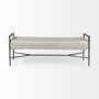 69367 - Charlotte  55.0L Gray Herringbone Fabric Seat w/ Antique Nickel Metal Frame Bench