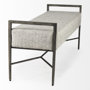 69367 - Charlotte  55.0L Gray Herringbone Fabric Seat w/ Antique Nickel Metal Frame Bench
