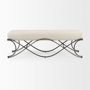 69369 - Ayla 55L x 17.6W x 18H Cream Fabric Seat W/ Antique Nickel Frame Bench