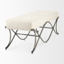 69369 - Ayla 55L x 17.6W x 18H Cream Fabric Seat W/ Antique Nickel Frame Bench
