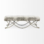 69371 - Ayla 55L x 17.6W x 18H Light and Dark Gray Fabric Seat W/ Antique Gold Metal Frame Bench