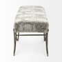 69371 - Ayla 55L x 17.6W x 18H Light and Dark Gray Fabric Seat W/ Antique Gold Metal Frame Bench