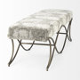 69371 - Ayla 55L x 17.6W x 18H Light and Dark Gray Fabric Seat W/ Antique Gold Metal Frame Bench