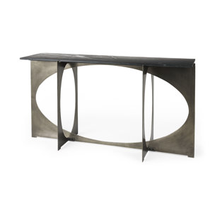 Reinhold IV Black Marble Top Iron Console Table