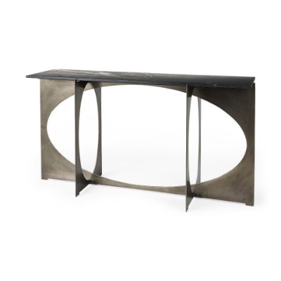 69263-AB - Reinhold IV Black Marble Top Iron Console Table