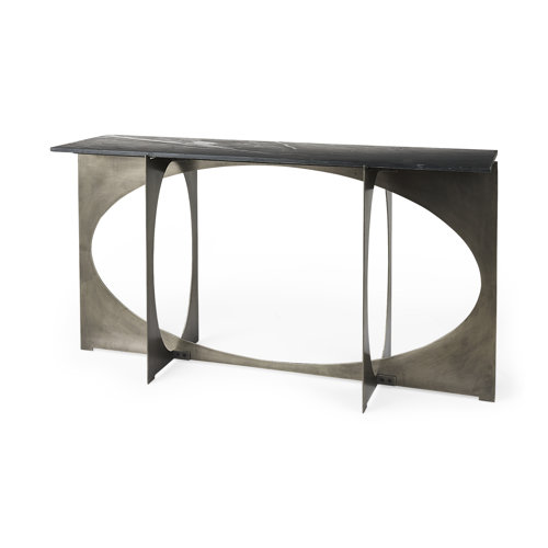 69263-AB - Reinhold IV Black Marble Top Iron Console Table