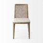 69349 - Clara Light Brown Wood W/ Cream Fabric Seat and Cane Back Armless Dining Chair