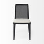 69350 - Clara Black Wood W/ Cream Fabric Seat and Cane Back Armless Dining Chair