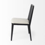 69350 - Clara Black Wood W/ Cream Fabric Seat and Cane Back Armless Dining Chair