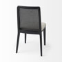 69350 - Clara Black Wood W/ Cream Fabric Seat and Cane Back Armless Dining Chair