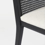69350 - Clara Black Wood W/ Cream Fabric Seat and Cane Back Armless Dining Chair