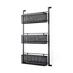 Macrinus 23.4L x 5.5W x 38.6H Black Metal W/Mesh Wall Mounted Shelf