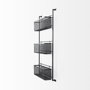 69489 - Macrinus 23.4L x 5.5W x 38.6H Black Metal W/Mesh Wall Mounted Shelf