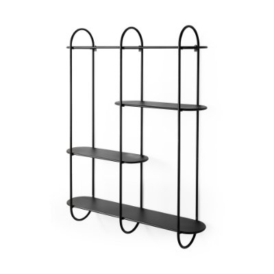 69491 - Decimus 36.6L x 8.7W x 45.7H Black Metal Wall Mounted 3 Tiered Shelf