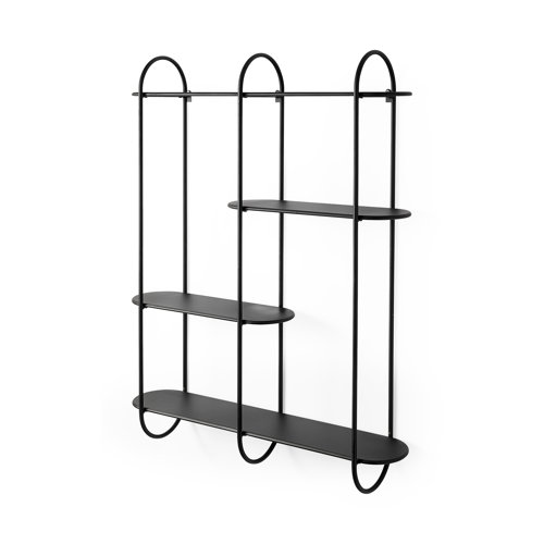 69491 - Decimus 36.6L x 8.7W x 45.7H Black Metal Wall Mounted 3 Tiered Shelf