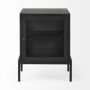 69207 - Arelius 20L x 18W x 26H Black-Brown Wood W/ Black Metal Frame End/Side Table
