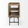 69226 - Arelius 36L x 18W x 32H Light Brown Wood, Black Metal Base w/ 2 Glass Doors Accent Cabinet