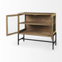 69226 - Arelius 36L x 18W x 32H Light Brown Wood, Black Metal Base w/ 2 Glass Doors Accent Cabinet