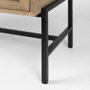 69226 - Arelius 36L x 18W x 32H Light Brown Wood, Black Metal Base w/ 2 Glass Doors Accent Cabinet
