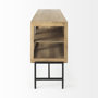 69227 - Arelius 70L x 18.75W x 32H Light Brown Wood, Black Metal Base w/ 4 Glass Cabinet Doors Sideboard