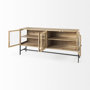 69227 - Arelius 70L x 18.75W x 32H Light Brown Wood, Black Metal Base w/ 4 Glass Cabinet Doors Sideboard