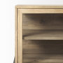 69227 - Arelius 70L x 18.75W x 32H Light Brown Wood, Black Metal Base w/ 4 Glass Cabinet Doors Sideboard