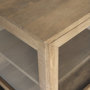 69227 - Arelius 70L x 18.75W x 32H Light Brown Wood, Black Metal Base w/ 4 Glass Cabinet Doors Sideboard