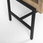 69227 - Arelius 70L x 18.75W x 32H Light Brown Wood, Black Metal Base w/ 4 Glass Cabinet Doors Sideboard