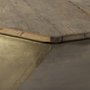 67092 - Esagono Octagonal Gold Metal-Clad Reclaimed Wood Coffee Table w/ Storage