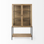 69209 - Arelius 36L x 18.75W x 63H Light Brown Wood W/ Black Metal Base Display Cabinet