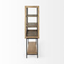 69209 - Arelius 36L x 18.75W x 63H Light Brown Wood W/ Black Metal Base Display Cabinet